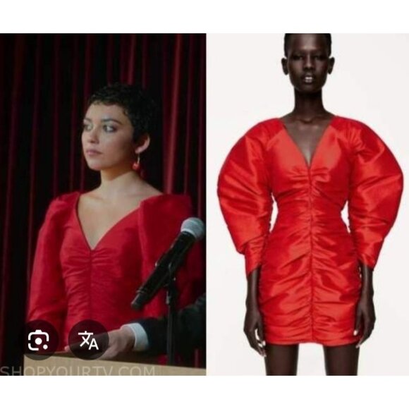 Rare Zara Red Draped Mini Dress. Size S - Picture 2 of 16